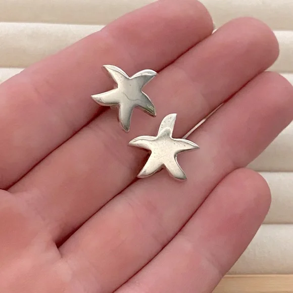 Sterling Silver Starfish Earrings - Picture 3 of 12